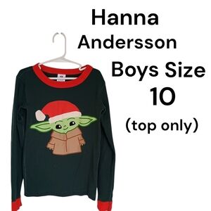 Hanna Andersson Star Wars Madalorian Baby Yoda Christmas Pajama Top Boys Size 10